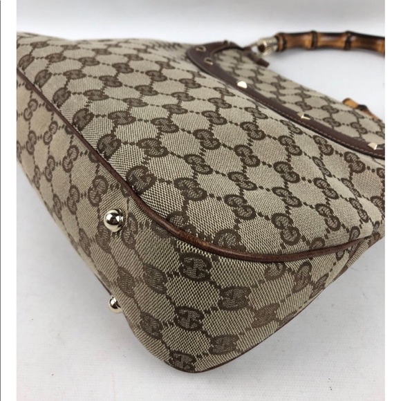 Authentic Gucci monogram bamboo handle bag - Picture 3 of 8